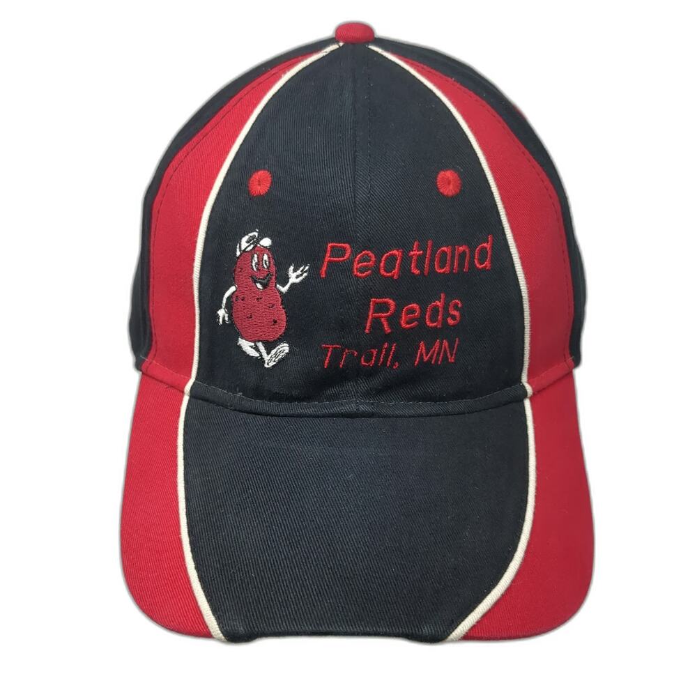 Otto Baseball Cap Black Red One Size Peatland Reds Trail MN Potato Mascot Hat
